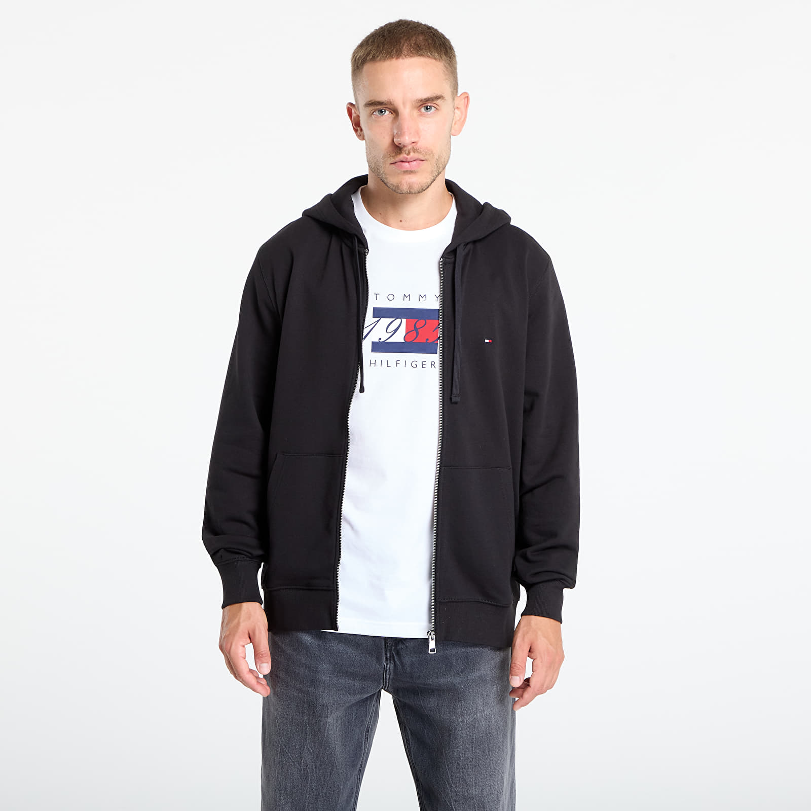 Moletons e blusas de moletom Tommy Hilfiger Essential Terry Zip Through Black