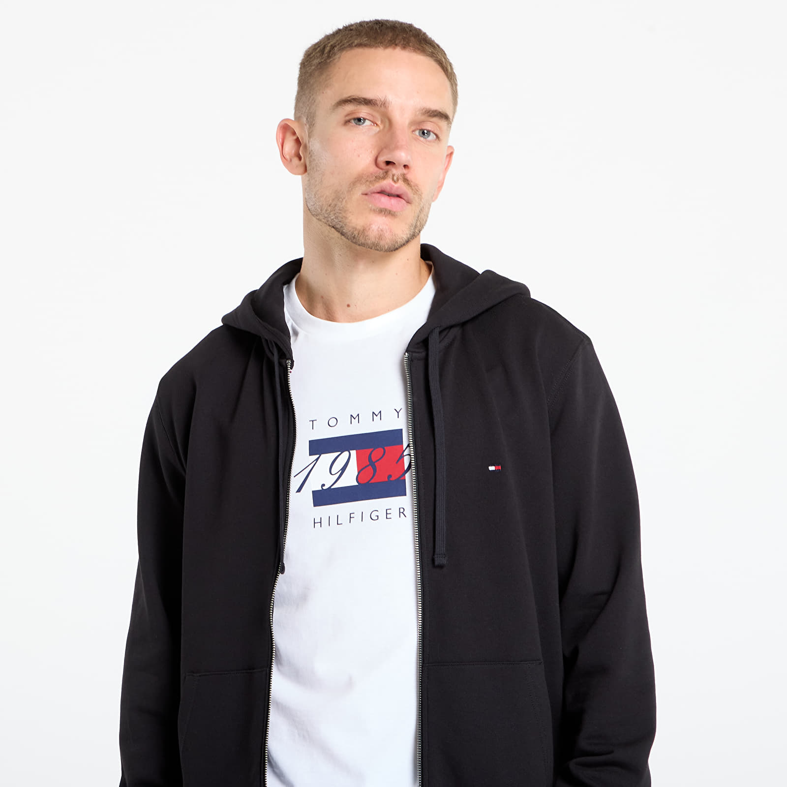 Moletons e blusas de moletom Tommy Hilfiger Essential Terry Zip Through Black