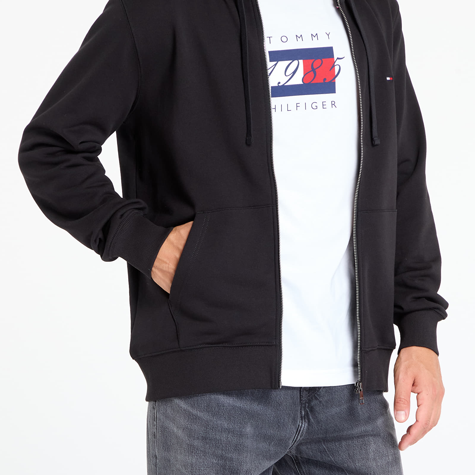 Moletons e blusas de moletom Tommy Hilfiger Essential Terry Zip Through Black