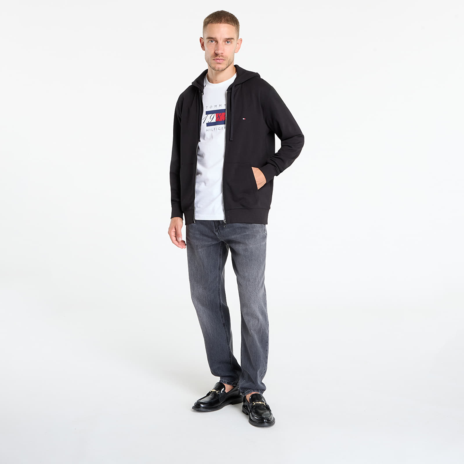 Moletons e blusas de moletom Tommy Hilfiger Essential Terry Zip Through Black