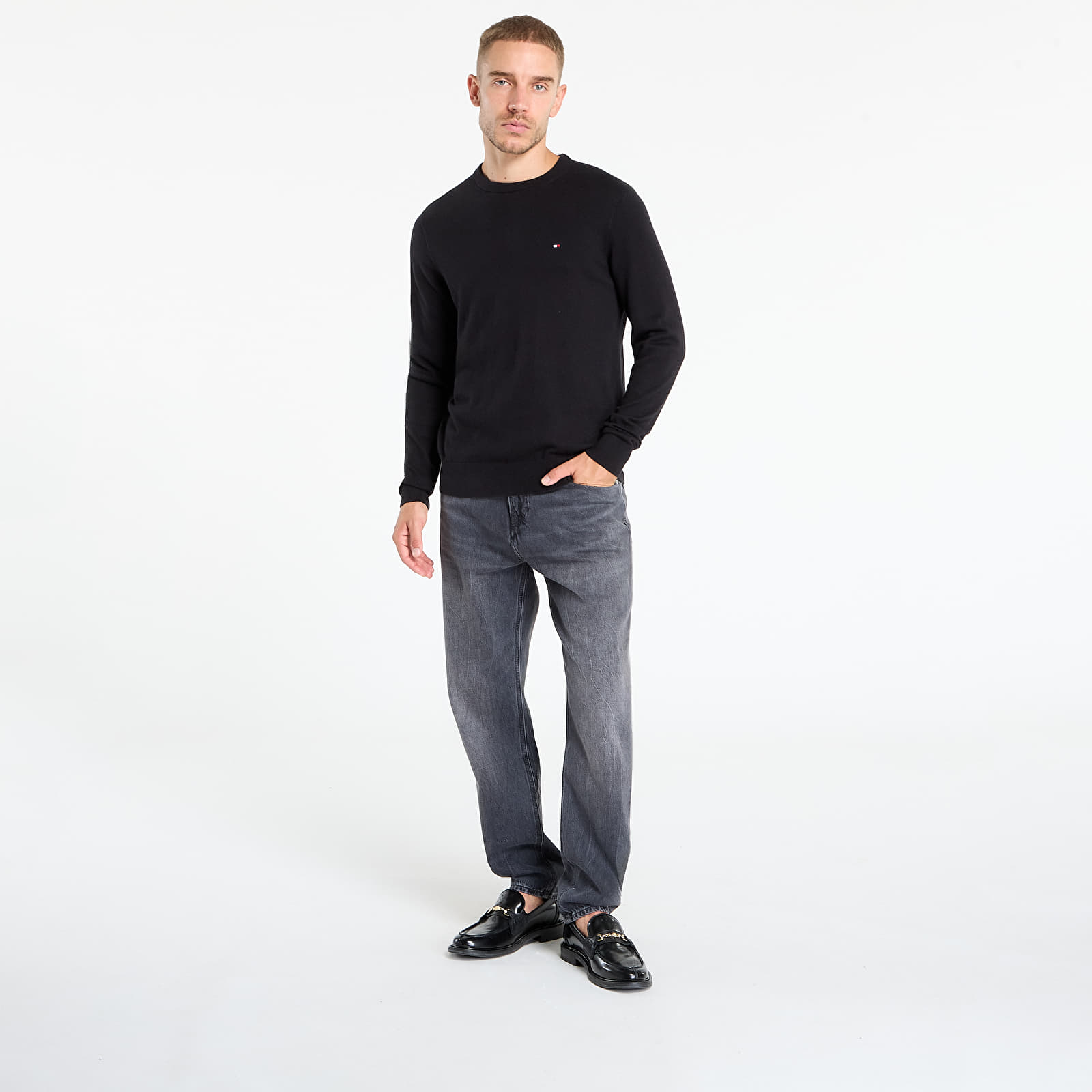 Tröjor Tommy Hilfiger Pima Org Cotton Cashmere Crew Neck Black