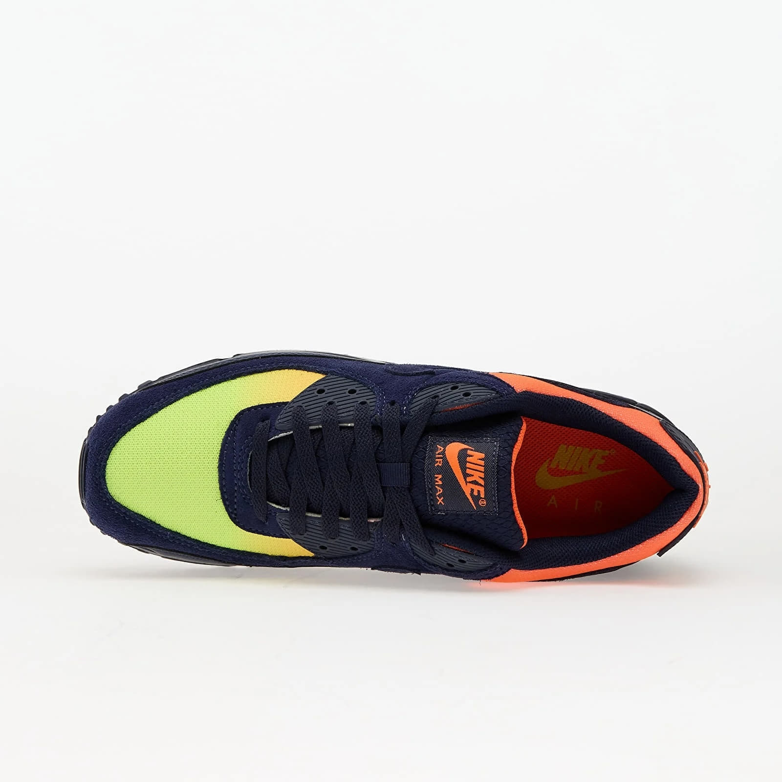 Men's sneakers and shoes Nike Air Max 90 Lemon Venom/ Blackened Blue-Hyper Crimson-Laser Orange
