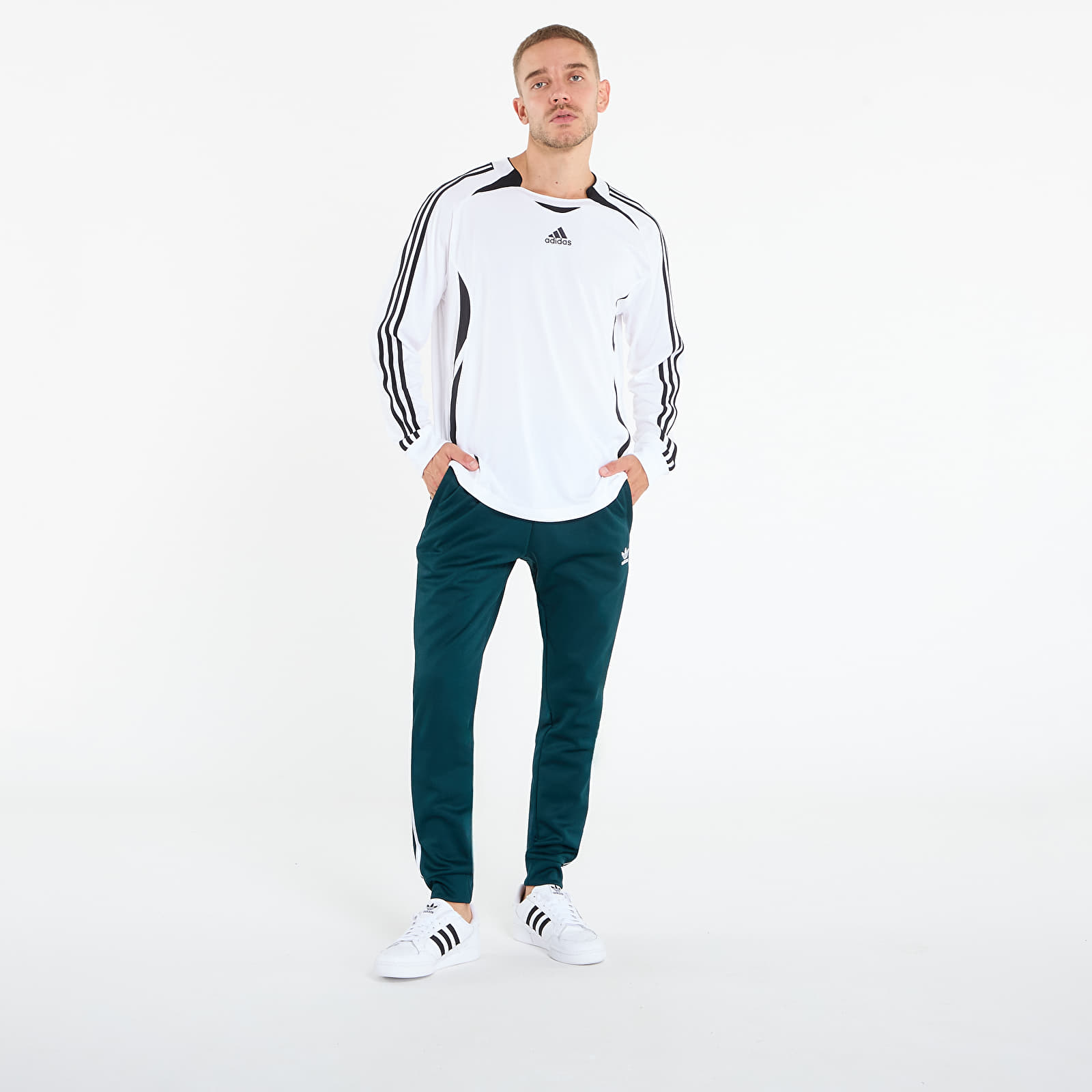 Men's T-shirts adidas Teamgeist Adicolor Long Sleeve T-Shirt White