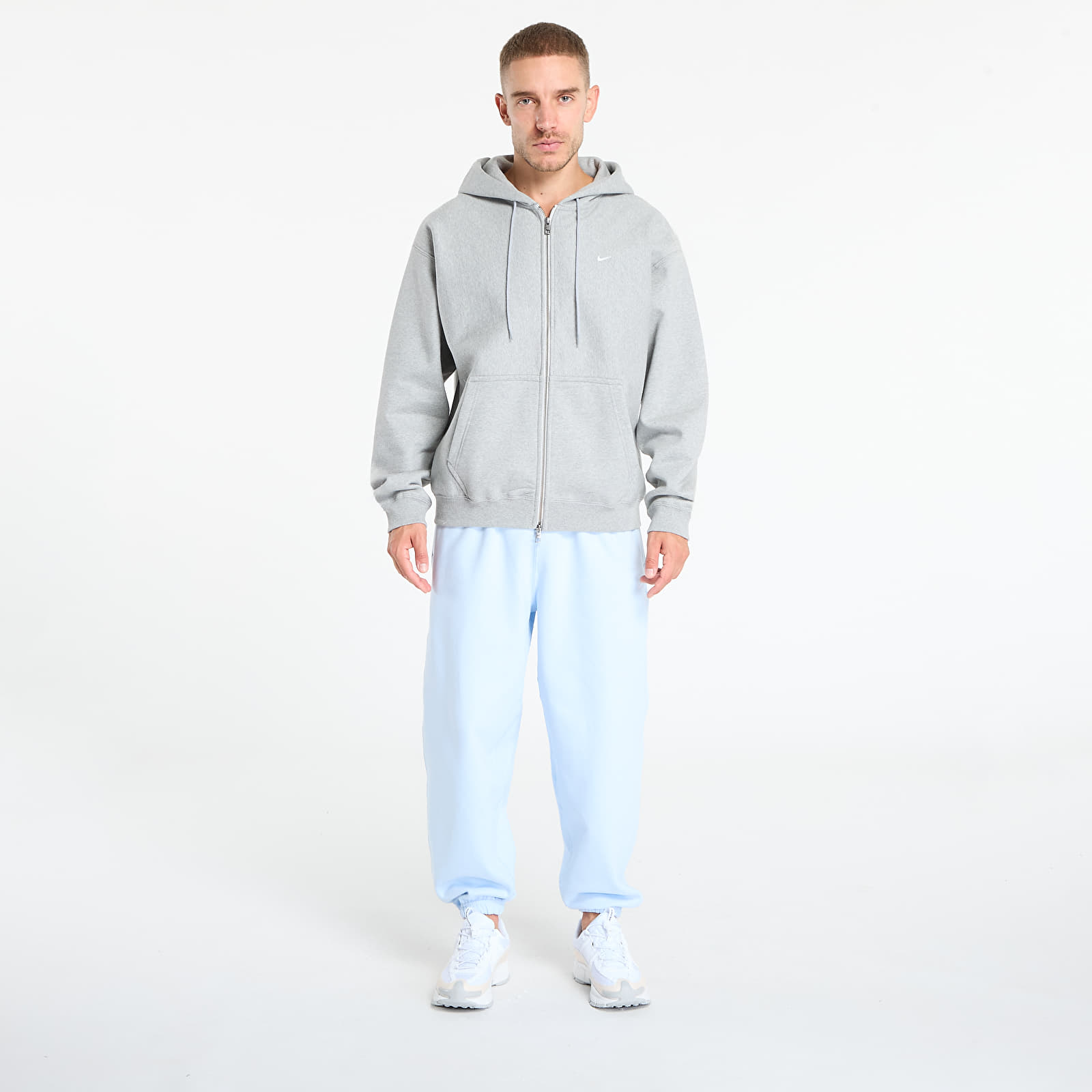 Joggingbukser Nike Solo Swoosh Men's Cuffed Fleece Pants Celestine Blue/ Celestine Blue/ White