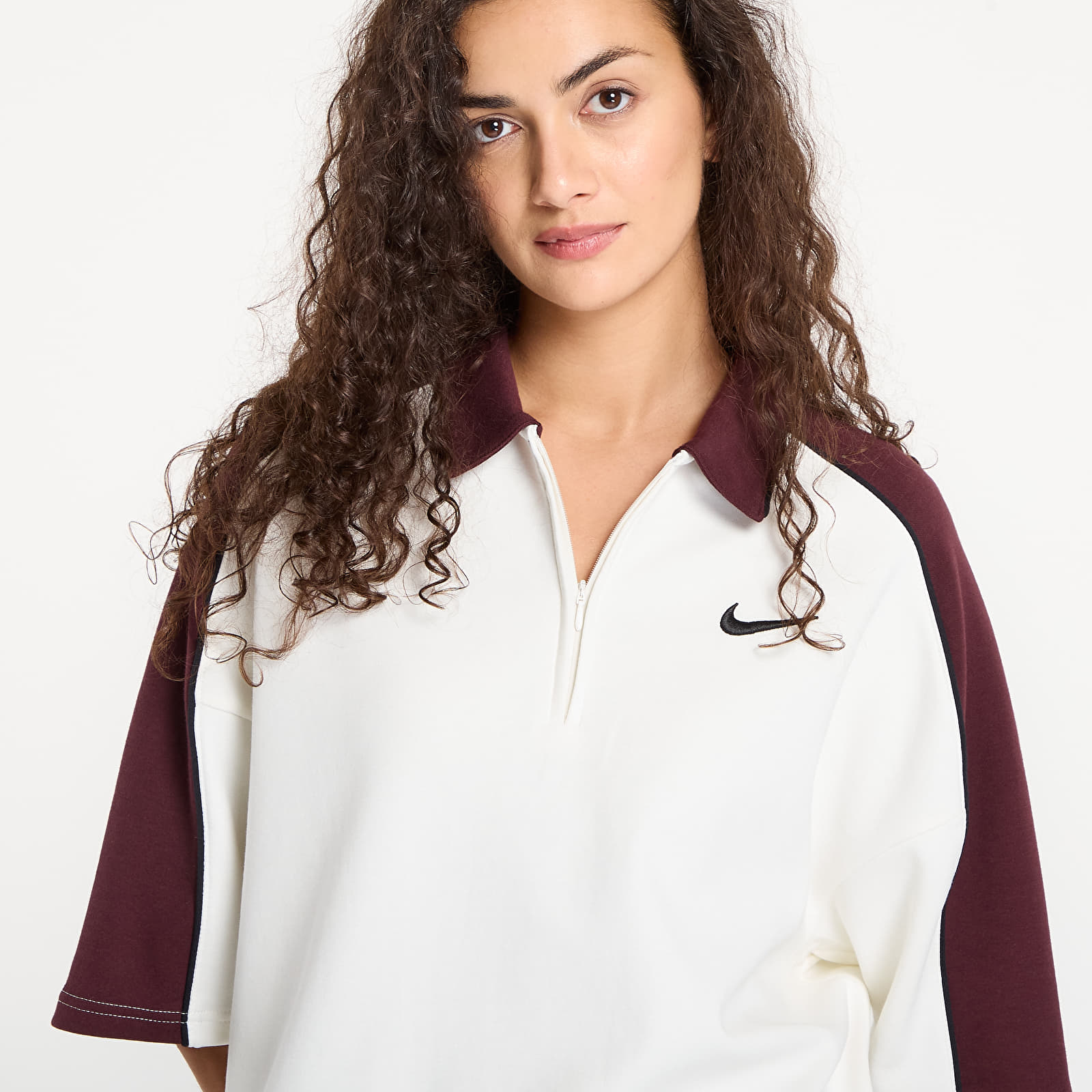 T-Shirts Nike W Ss Polo Sail/ Burgundy Crush