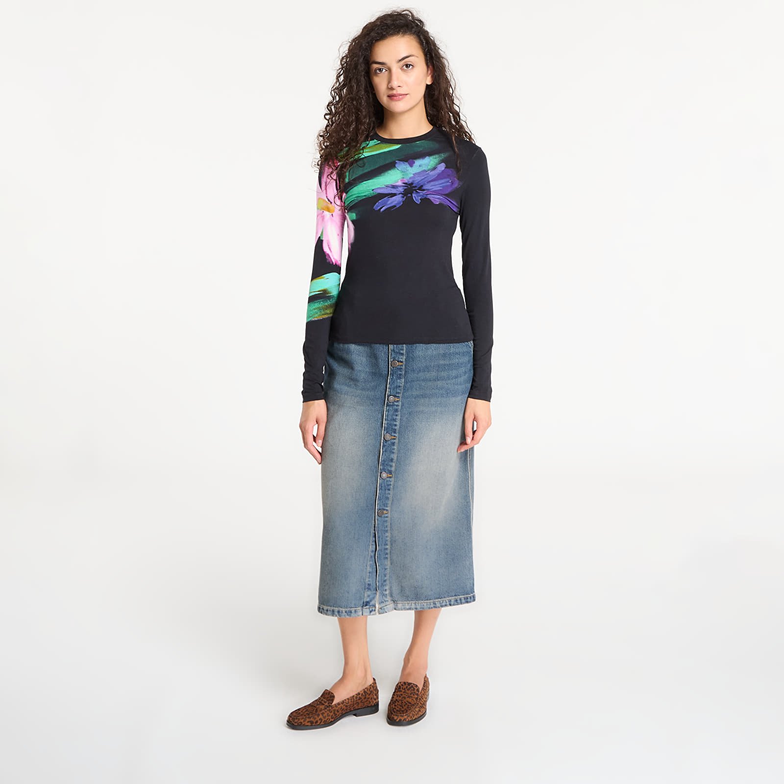 Футболки Desigual Lena Ls T-Shirt Black