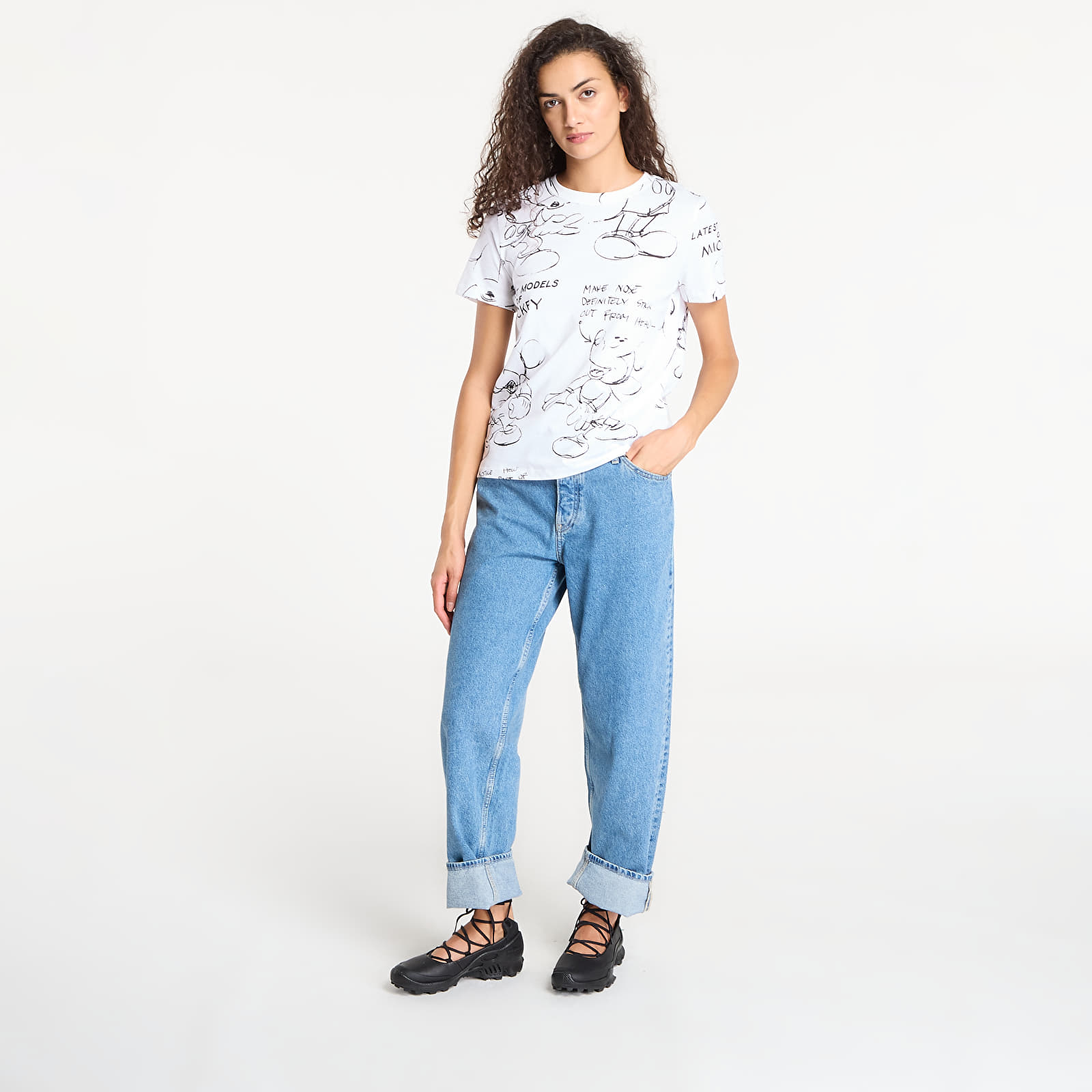 Дамски тениски Desigual Mickey Sketch T-Shirt White