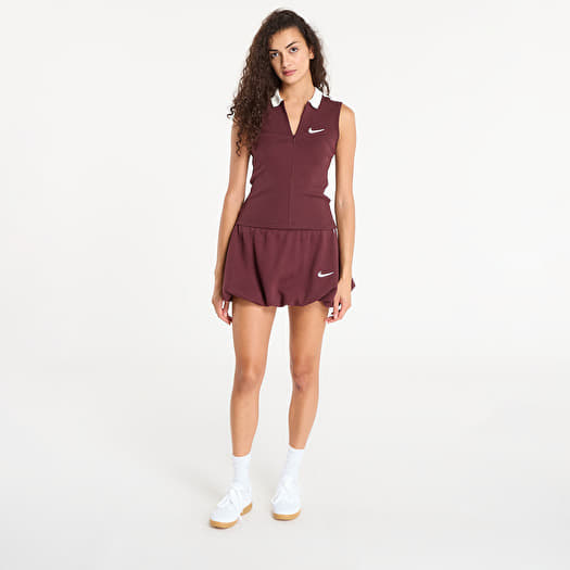 burgundy dress with white shoes Tiebreaker Dress