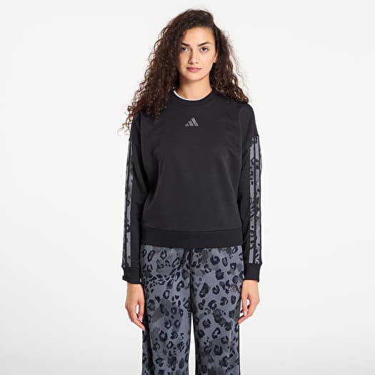 Sweatshirt adidas W Animal Print French Terry 3 Stripes Sweatshirt Black/ Multicolor