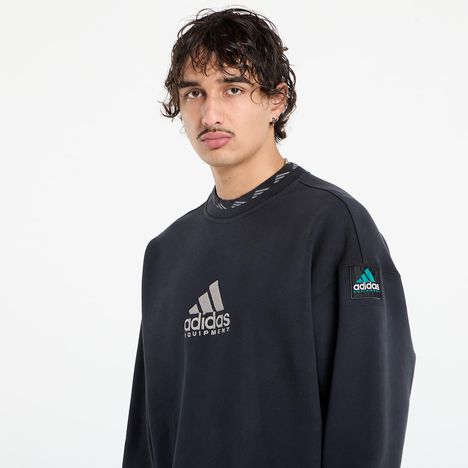 Sudaderas con capucha para hombre adidas Equipment Reflective Embroidery Crew Black