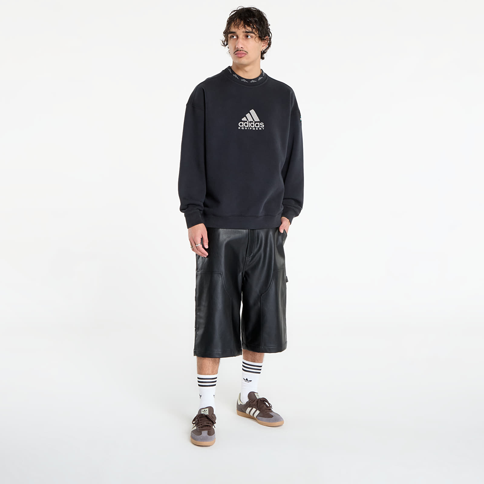 Sudaderas con capucha para hombre adidas Equipment Reflective Embroidery Crew Black