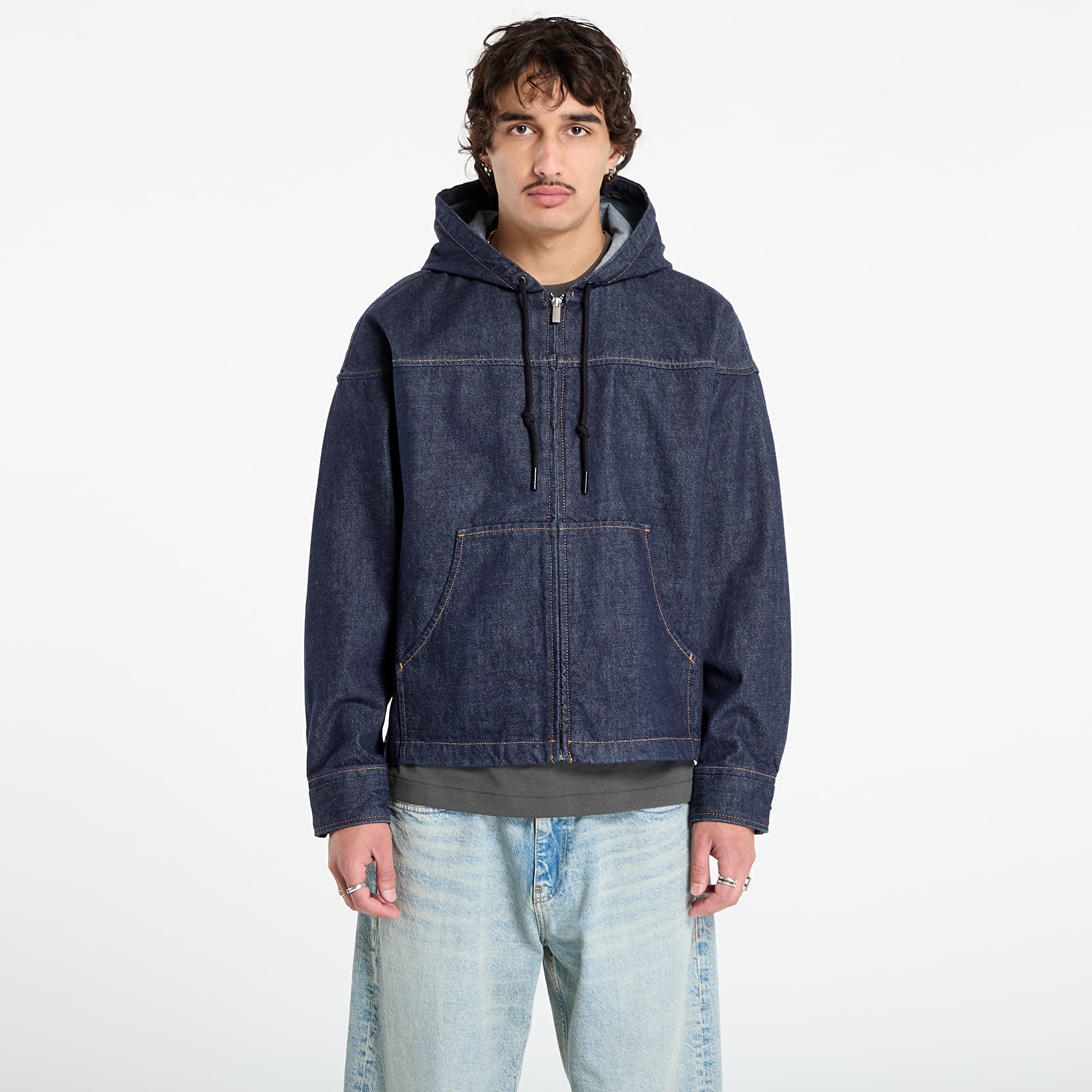 Herrenjacken Calvin Klein Jeans Denim Zip Front Hood Jacket Blue