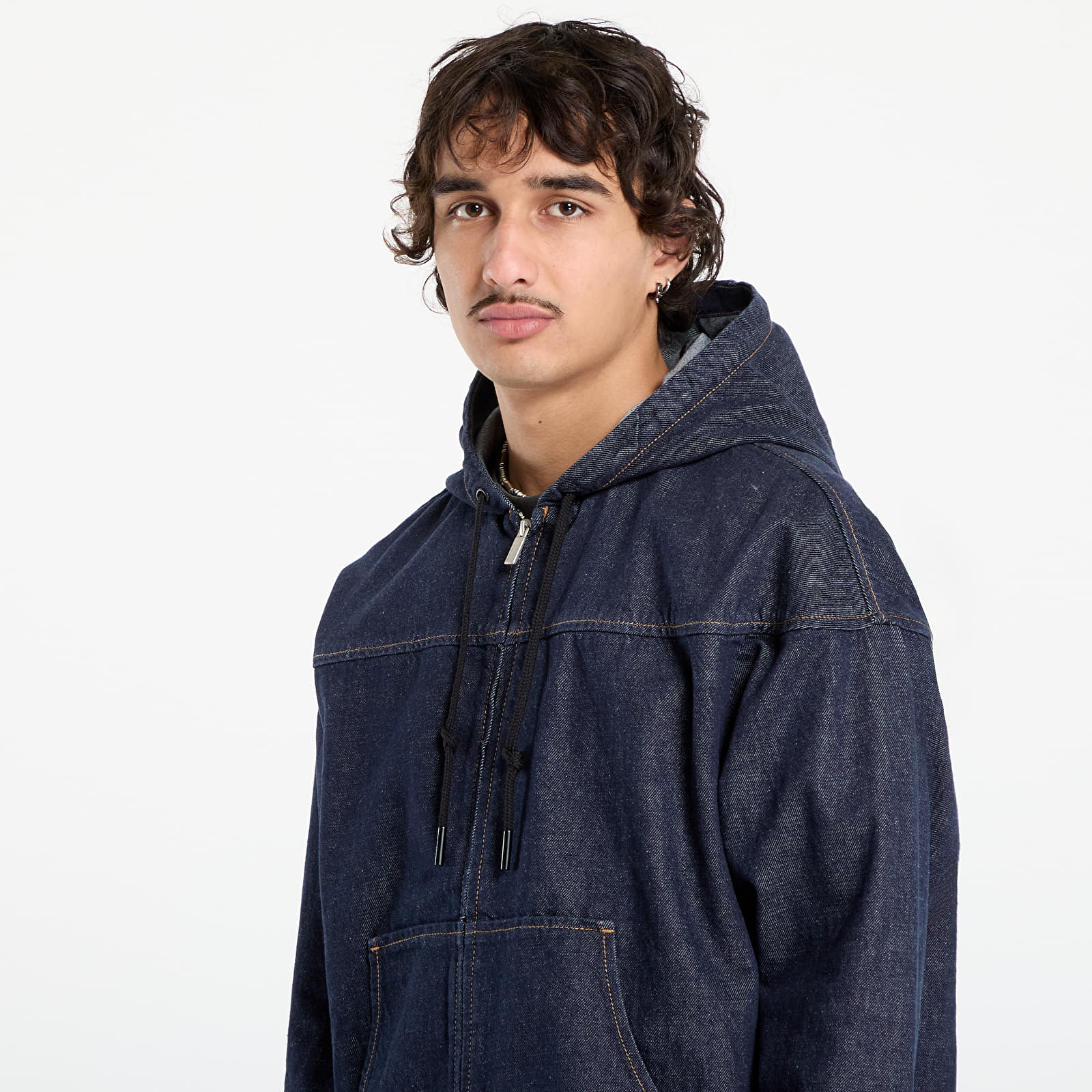 Herrenjacken Calvin Klein Jeans Denim Zip Front Hood Jacket Blue