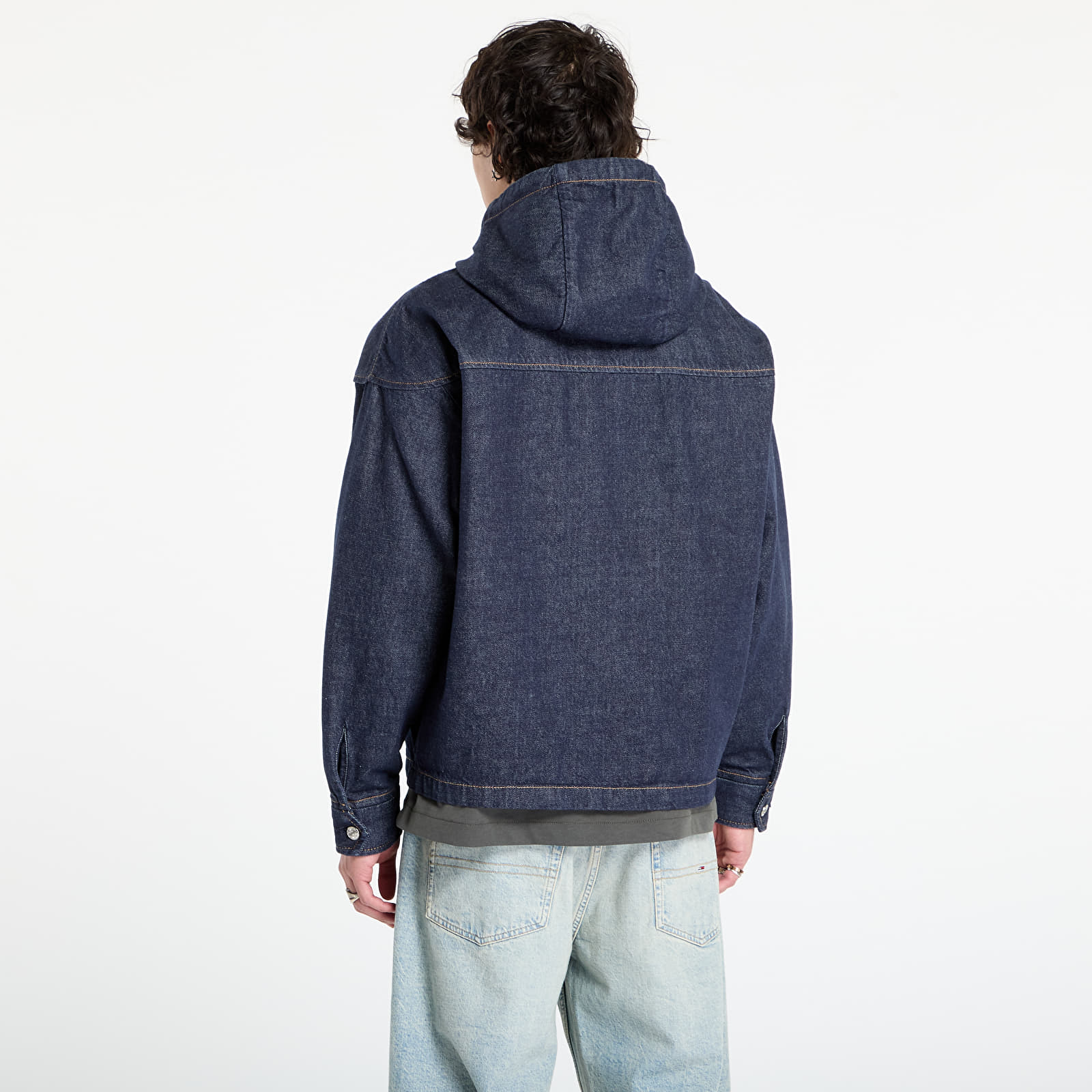 Herrenjacken Calvin Klein Jeans Denim Zip Front Hood Jacket Blue
