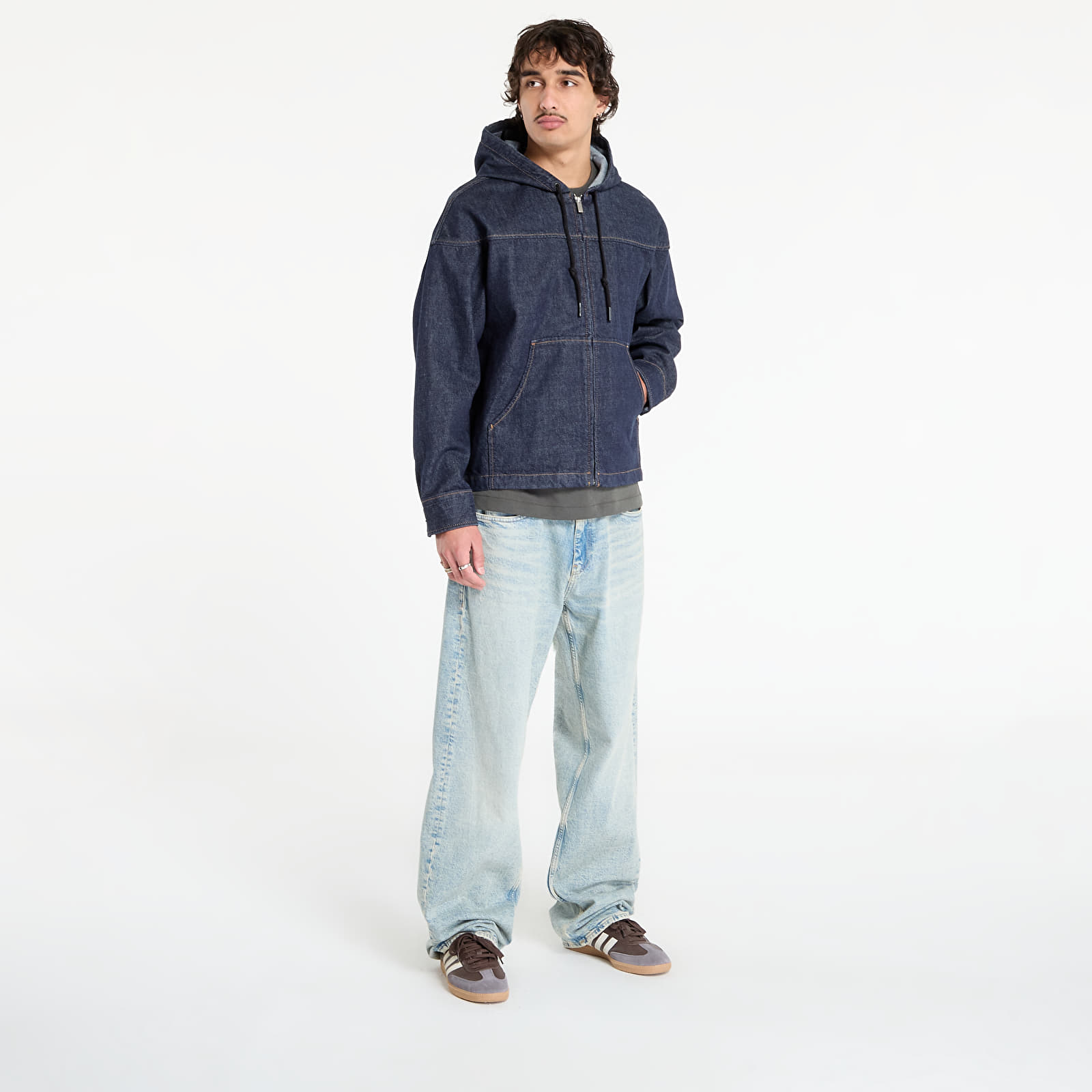 Herrenjacken Calvin Klein Jeans Denim Zip Front Hood Jacket Blue
