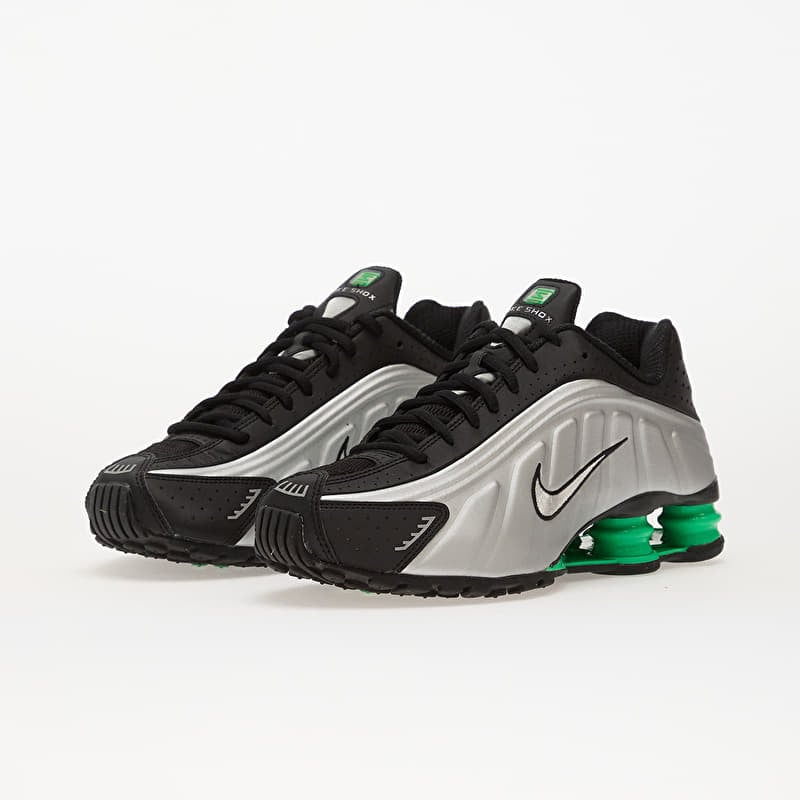 Nike Shox R4 Mtlc Silver/ Mtlc Silver-Black-Green Shock | Queens