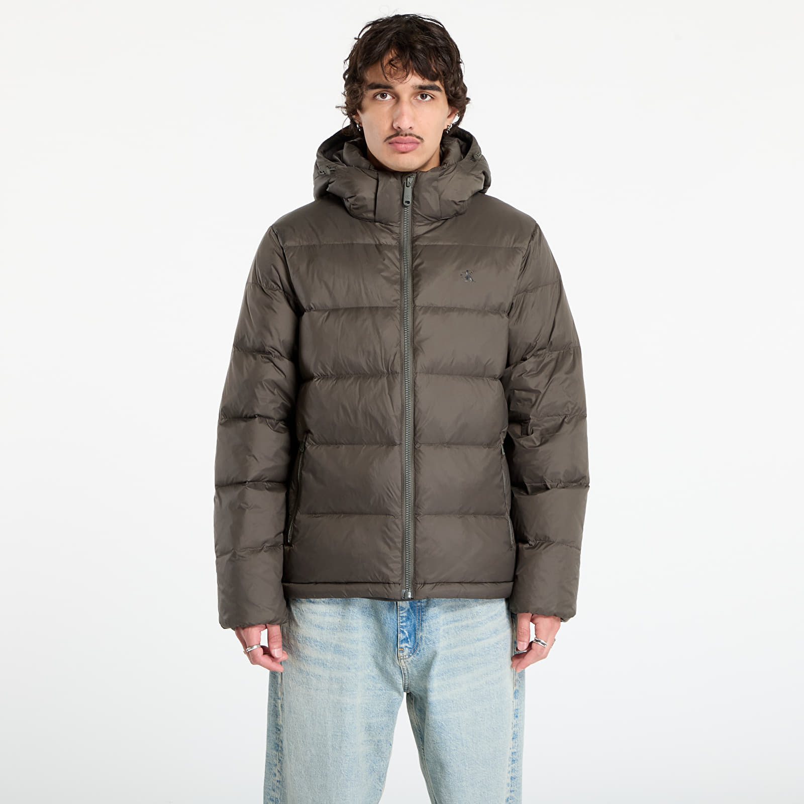 Мъжки пухени якета Calvin Klein Jeans Ls Nylon Zip Off Hooded Jacket Grey