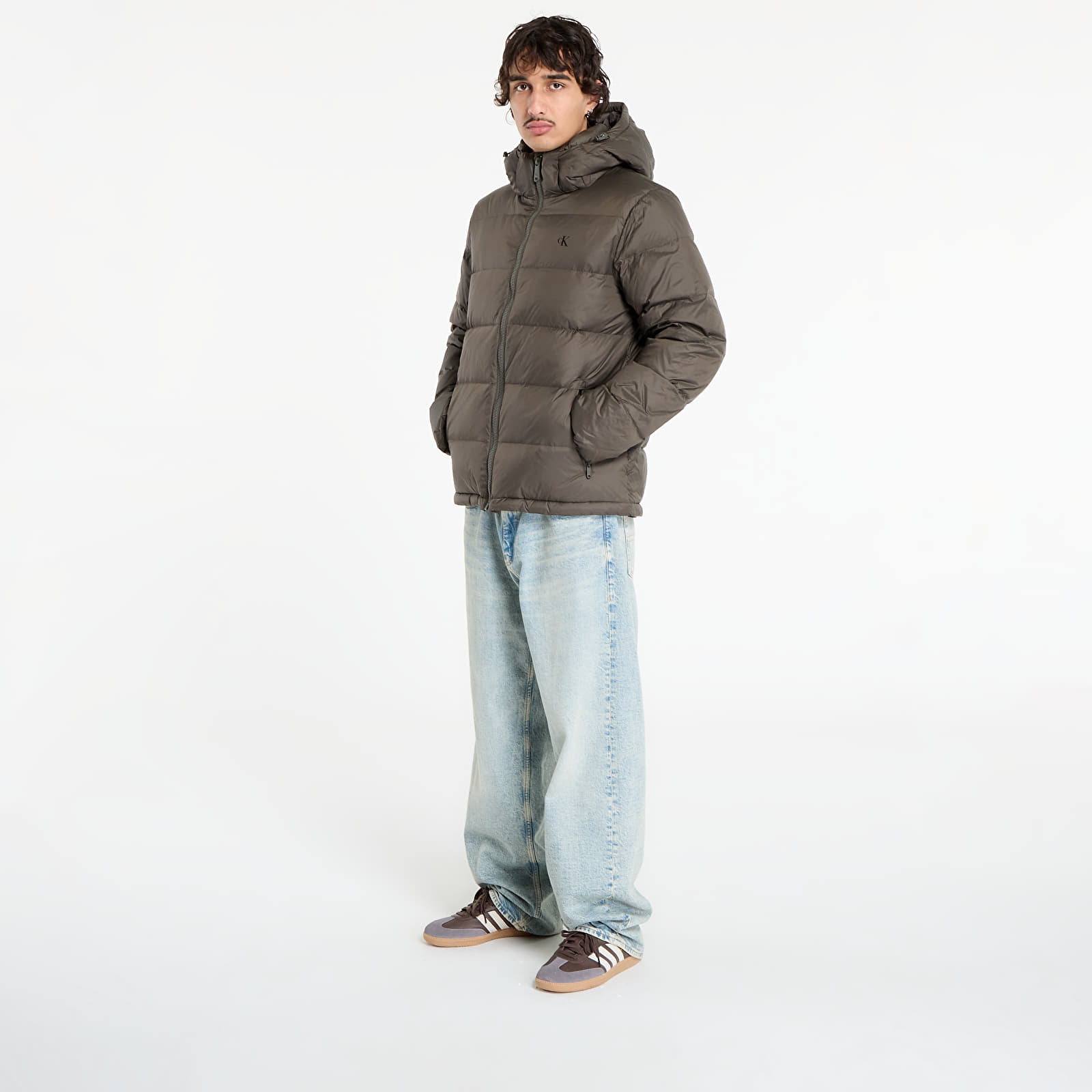 Мъжки пухени якета Calvin Klein Jeans Ls Nylon Zip Off Hooded Jacket Grey