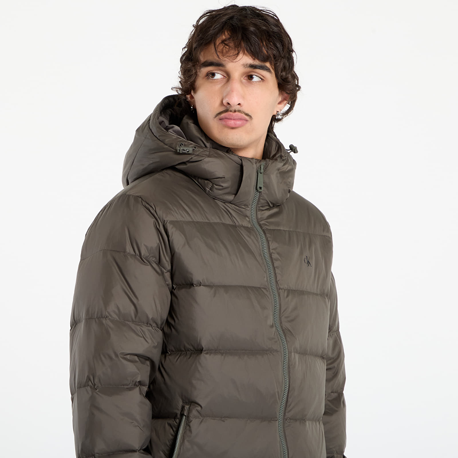 Мъжки пухени якета Calvin Klein Jeans Ls Nylon Zip Off Hooded Jacket Grey