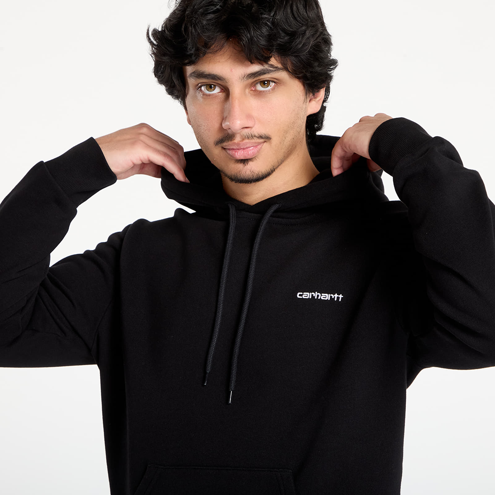 Men's sweatshirts Carhartt WIP Hooded Script Embroidery Sweat UNISEX Black/ White