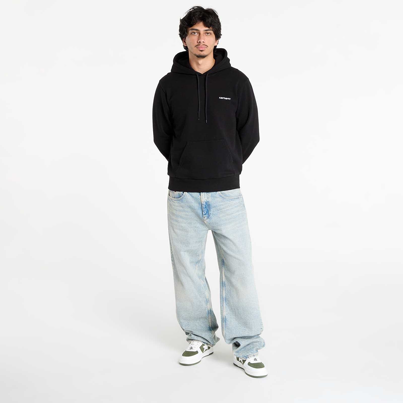 Men's sweatshirts Carhartt WIP Hooded Script Embroidery Sweat UNISEX Black/ White