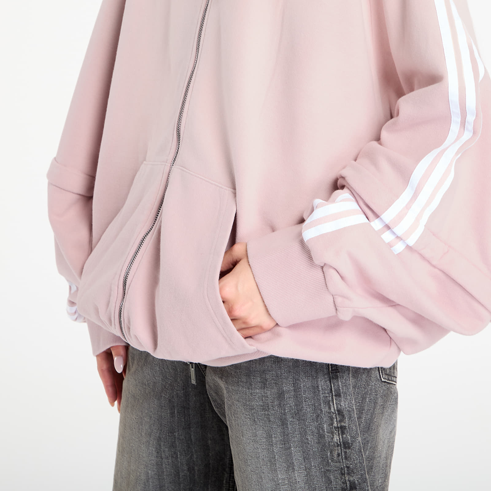 Women's Sweatshirts adidas Adilenium Season 4 Teamgeist Washed Oversized Full-Zip Hoodie New Rose/ Dove Grey