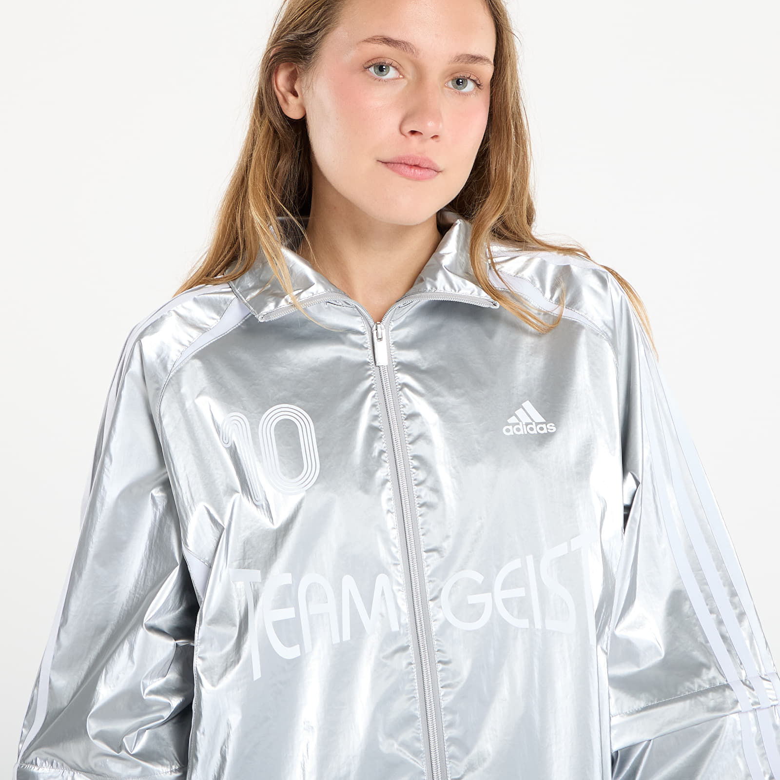 Γυναικεία σακάκια adidas Adilenium Season 4 Teamgeist Oversized Silver Track Top Silver Met.