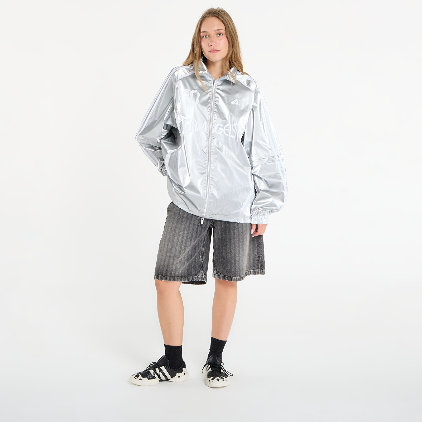 Γυναικεία σακάκια adidas Adilenium Season 4 Teamgeist Oversized Silver Track Top Silver Met.