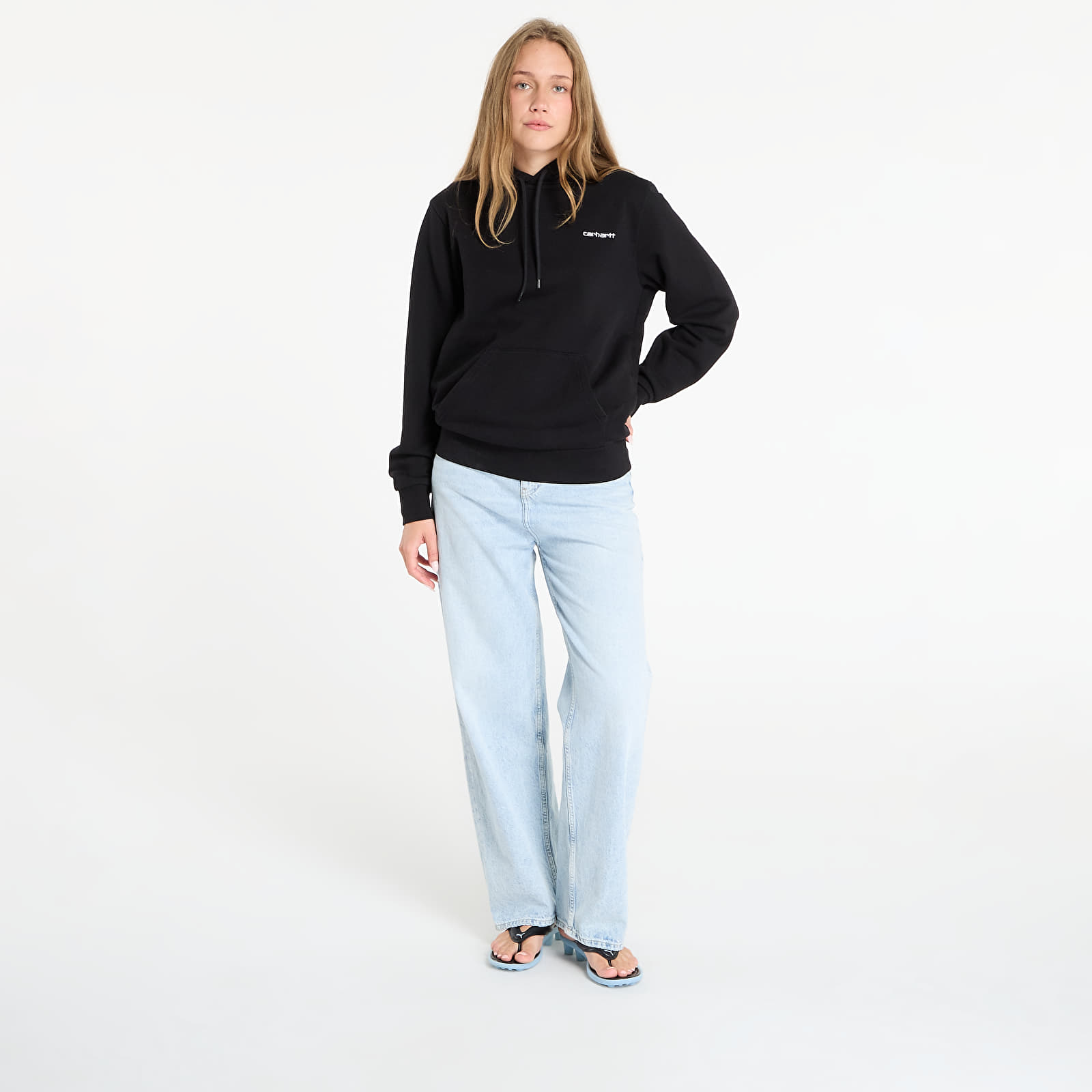 Men's sweatshirts Carhartt WIP Hooded Script Embroidery Sweat UNISEX Black/ White