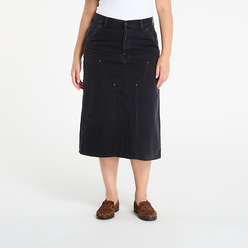 Svārki Carhartt WIP W' Double Knee Skirt Black Stone Washed