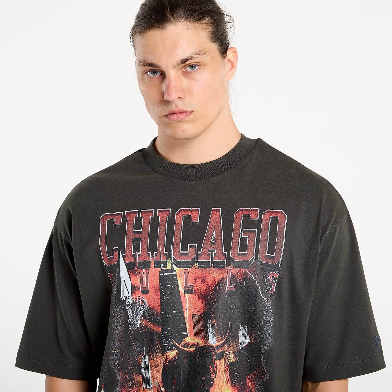 Men's T-shirts New Era NBA Washed Graphic Chicago Bulls UNISEX White Heather Gray