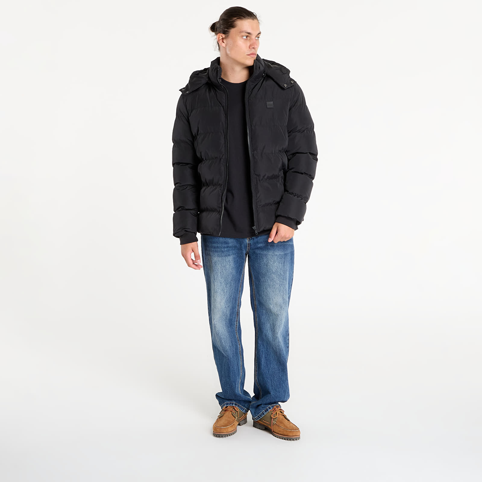 Jackets Urban Classics Hooded Puffer Jacket Black