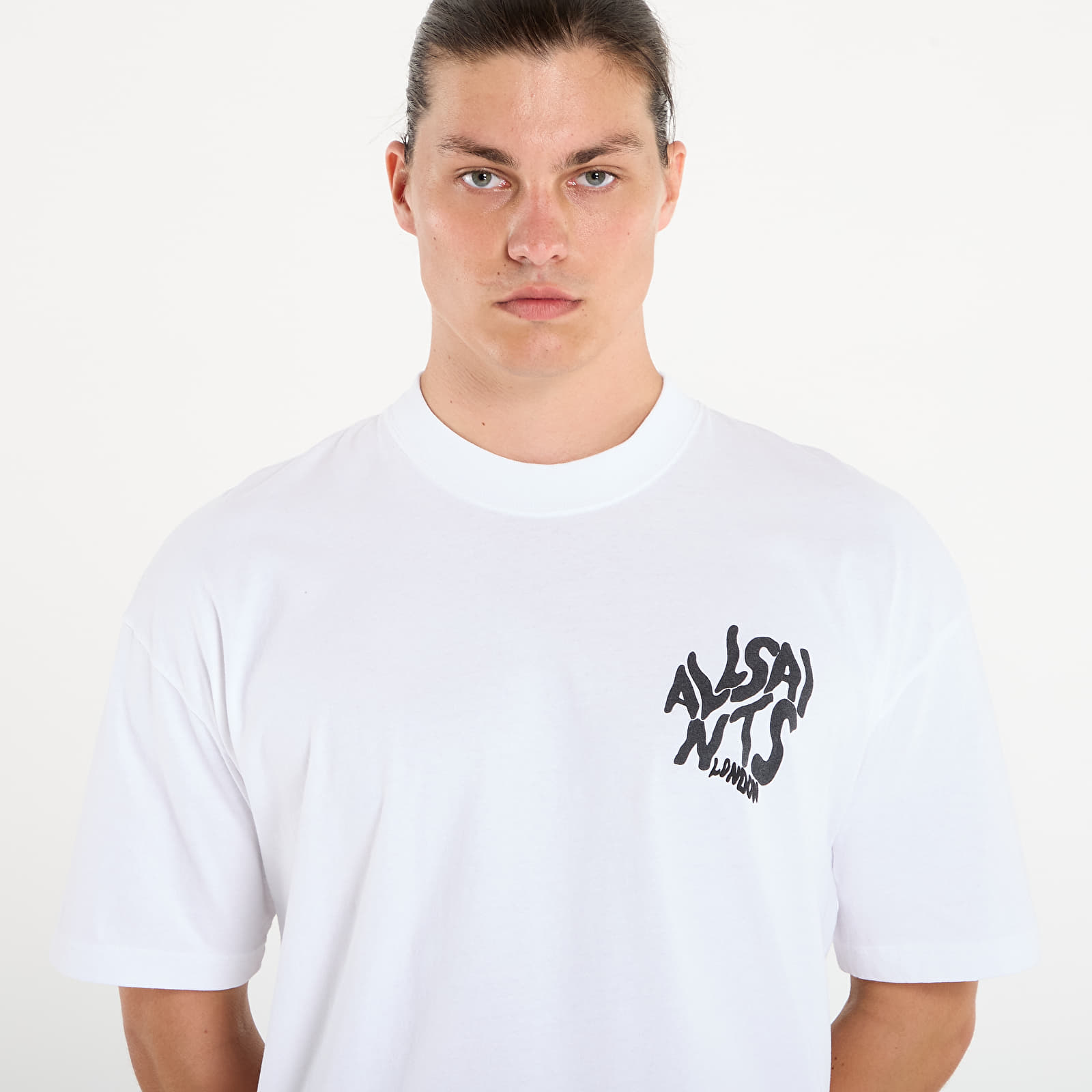 Men's T-shirts AllSaints Orlando Logo Print Oversized T-Shirt Ashen White