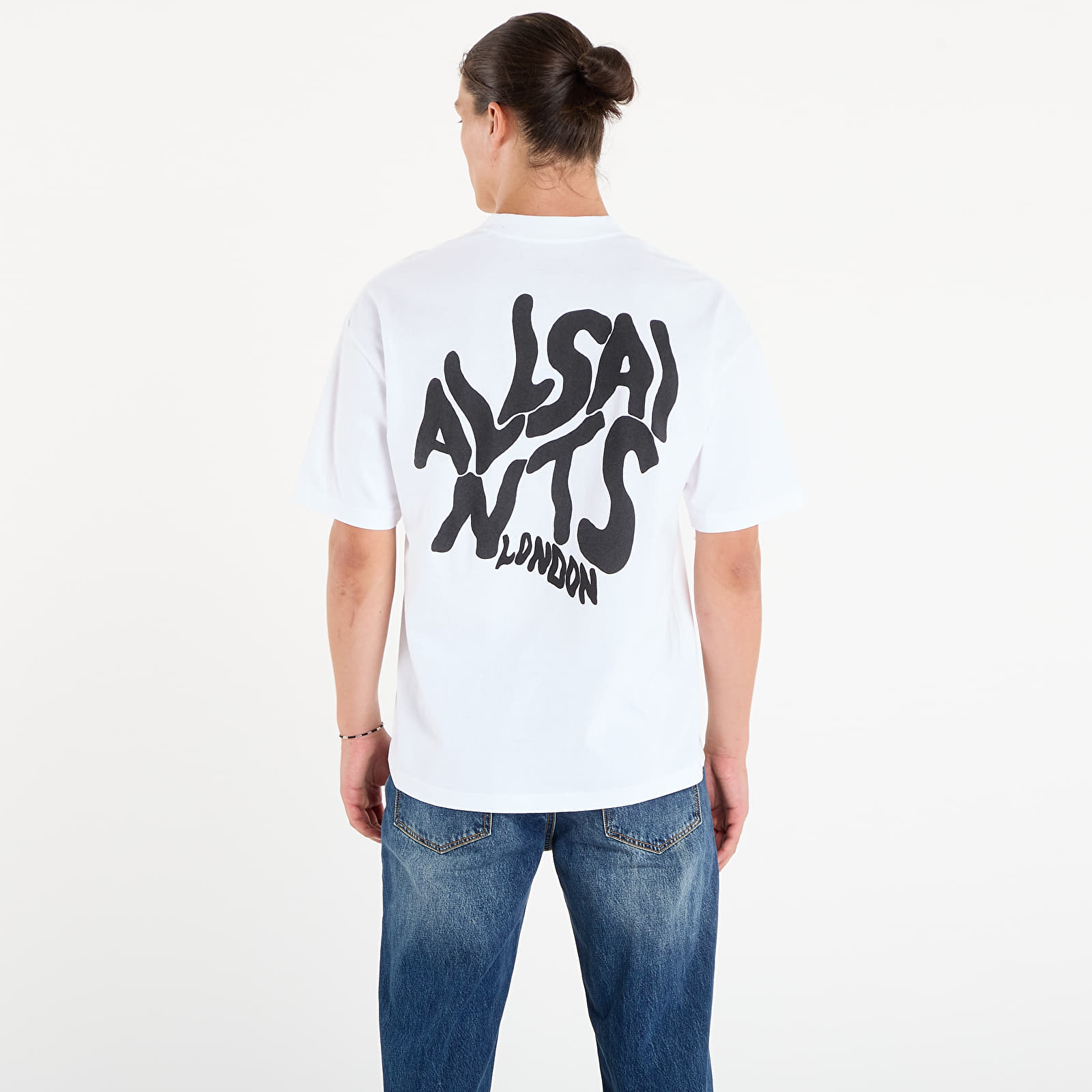 Men's T-shirts AllSaints Orlando Logo Print Oversized T-Shirt Ashen White
