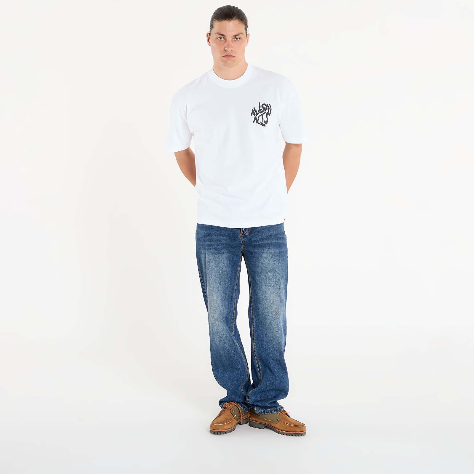 Men's T-shirts AllSaints Orlando Logo Print Oversized T-Shirt Ashen White