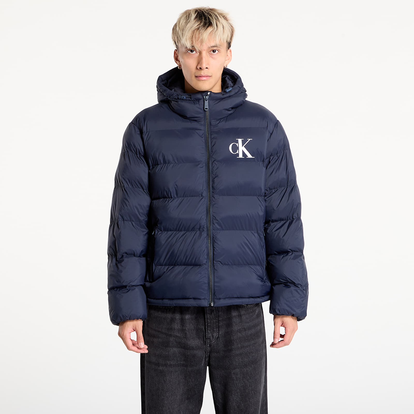 Daunenjacken für Männer Calvin Klein Jeans Ls Nylon Monogram Puff Jacket Blue
