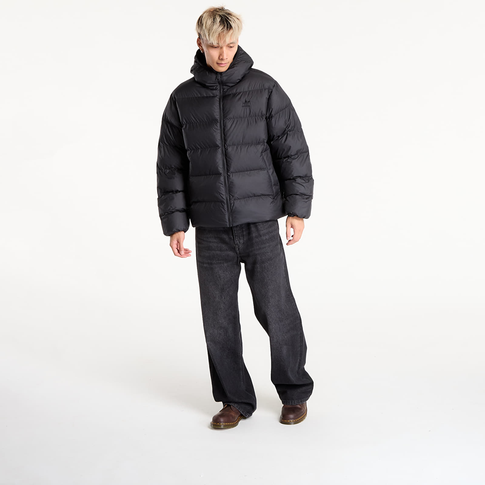 Ανδρικά down τζάκετ adidas Tonal Hooded Puffer Jacket Black