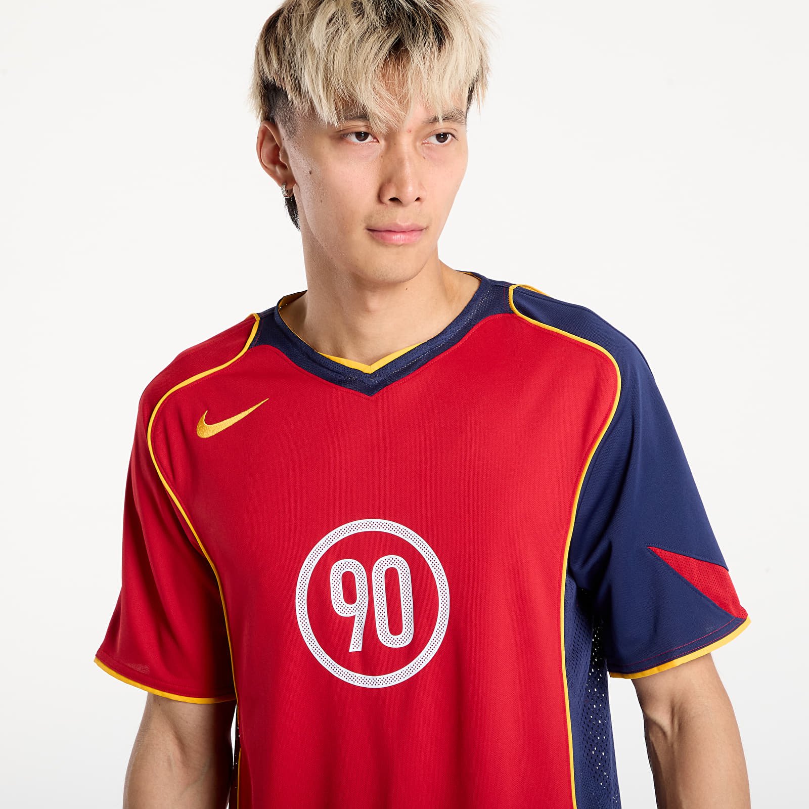 Men's Jerseys Nike Total 90 Men's Dri-FIT Soccer Jersey Gym Red/ Midnight Navy/ University Gold