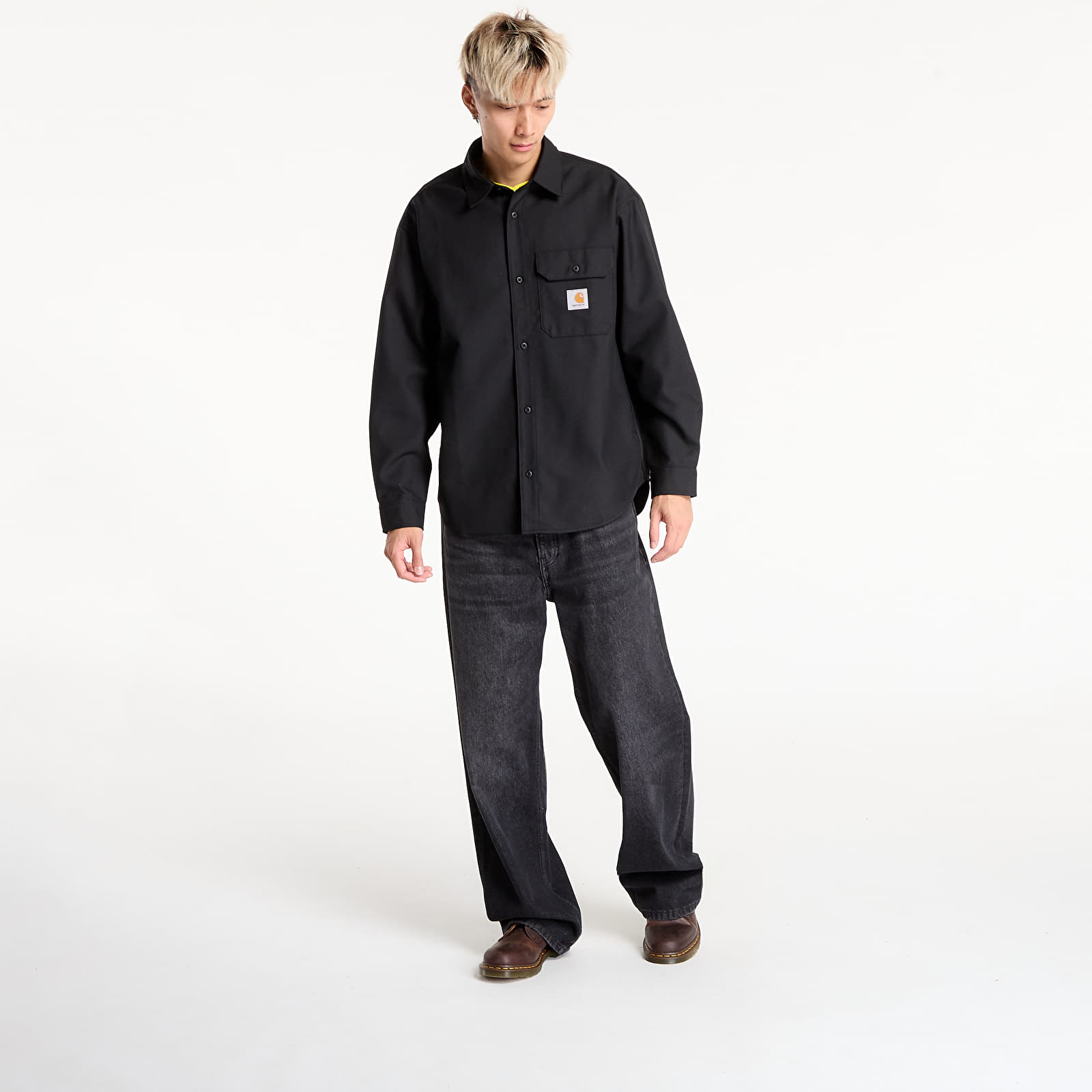 Miesten paidat Carhartt WIP L/S Ray Shirt UNISEX Black Rigid