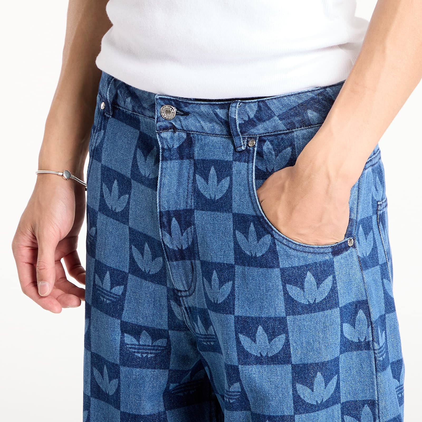 Men's jeans adidas Monogram All Over Print Regular Denim Pants Indigo Denim