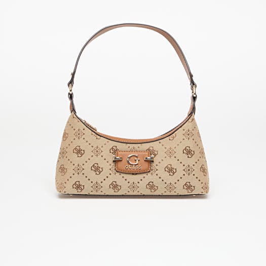 GUESS Neda Top Zip Shoulder Bag Latte Logo