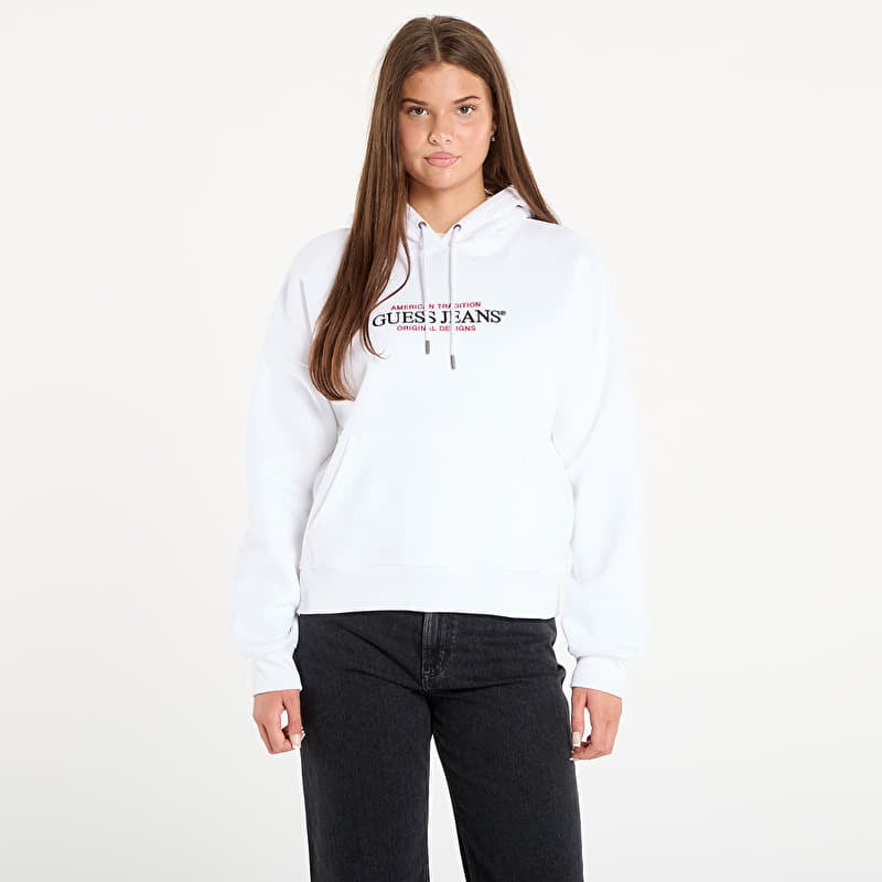 Sweatshirt Guess Jeans Hood Os American White