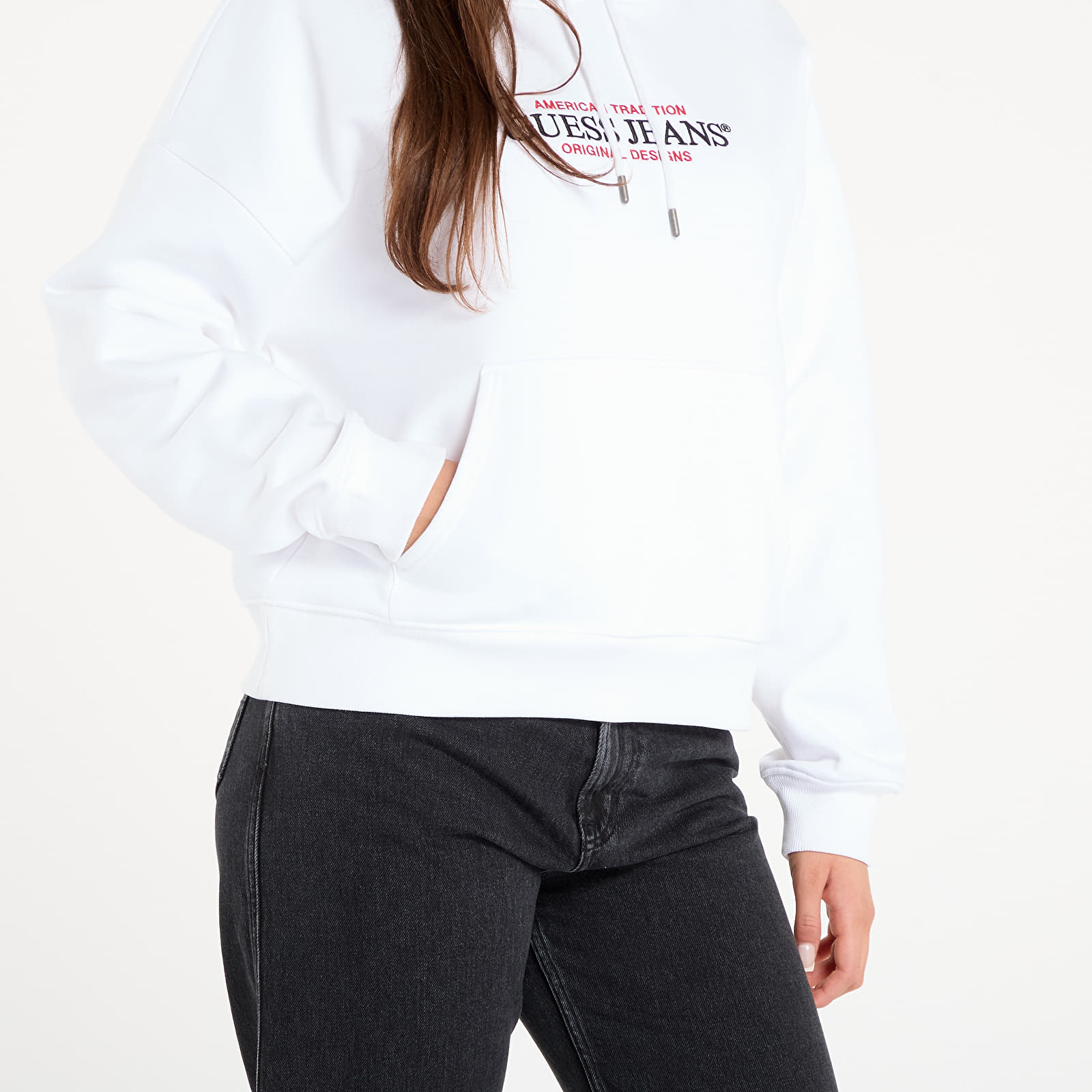 Naisten collegepaidat Guess Jeans Hood Os American White
