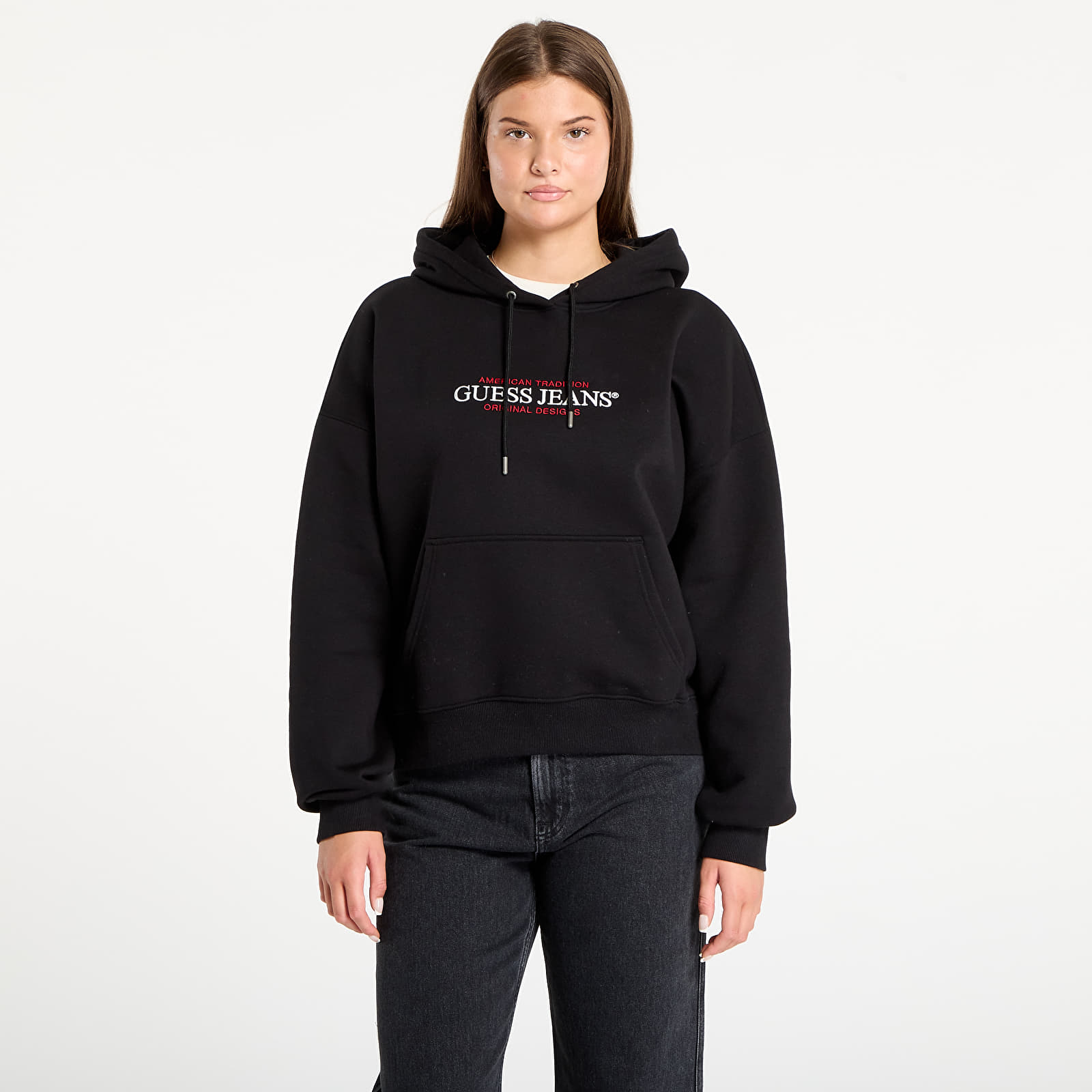 Camisolas de senhora Guess Jeans Hood Os American Black