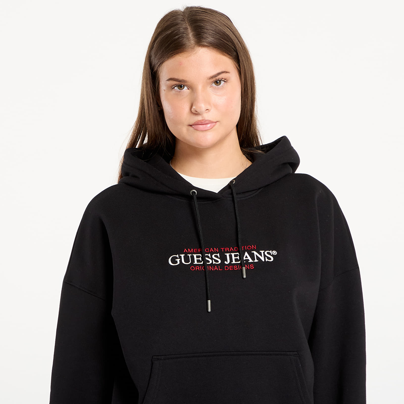 Camisolas de senhora Guess Jeans Hood Os American Black