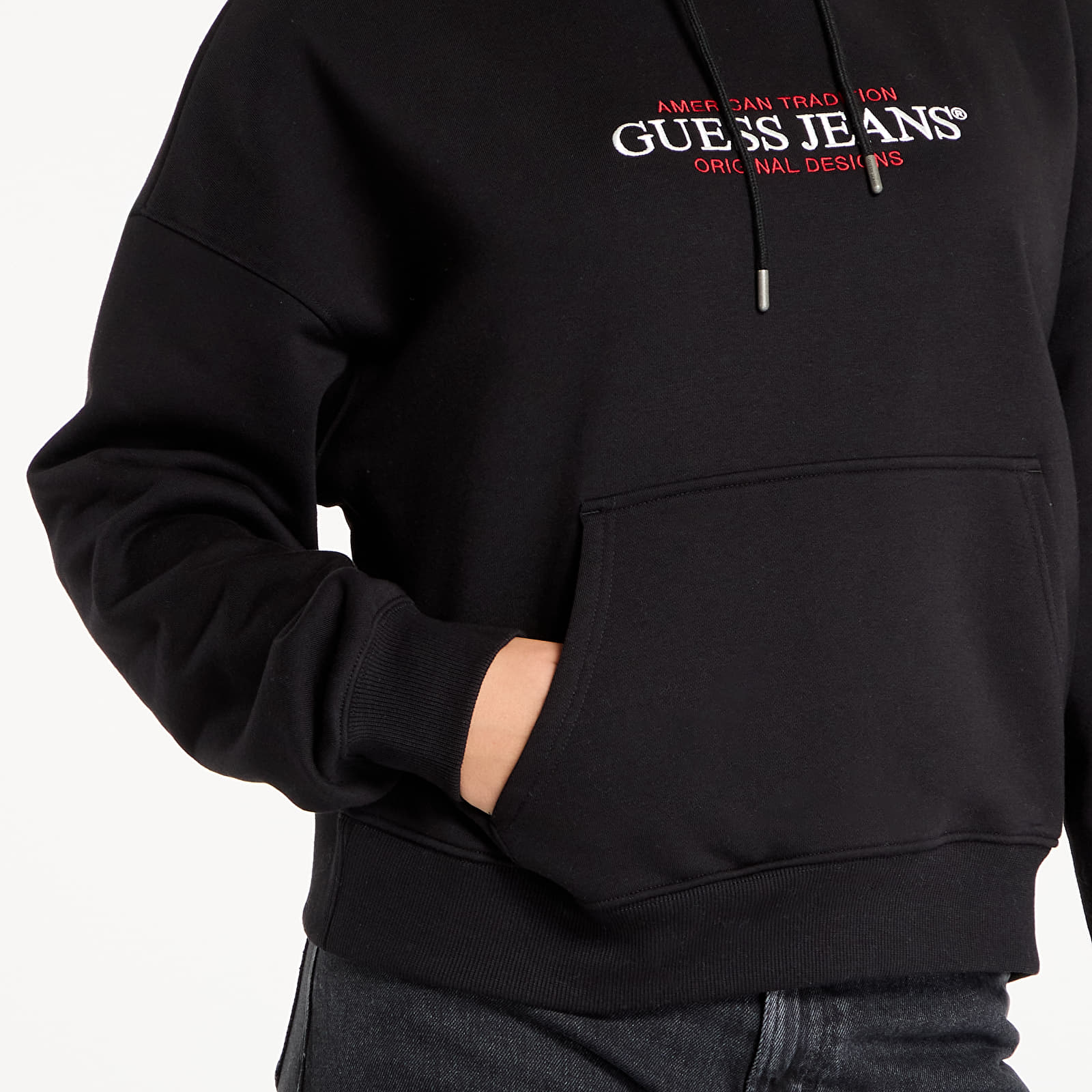 Camisolas de senhora Guess Jeans Hood Os American Black