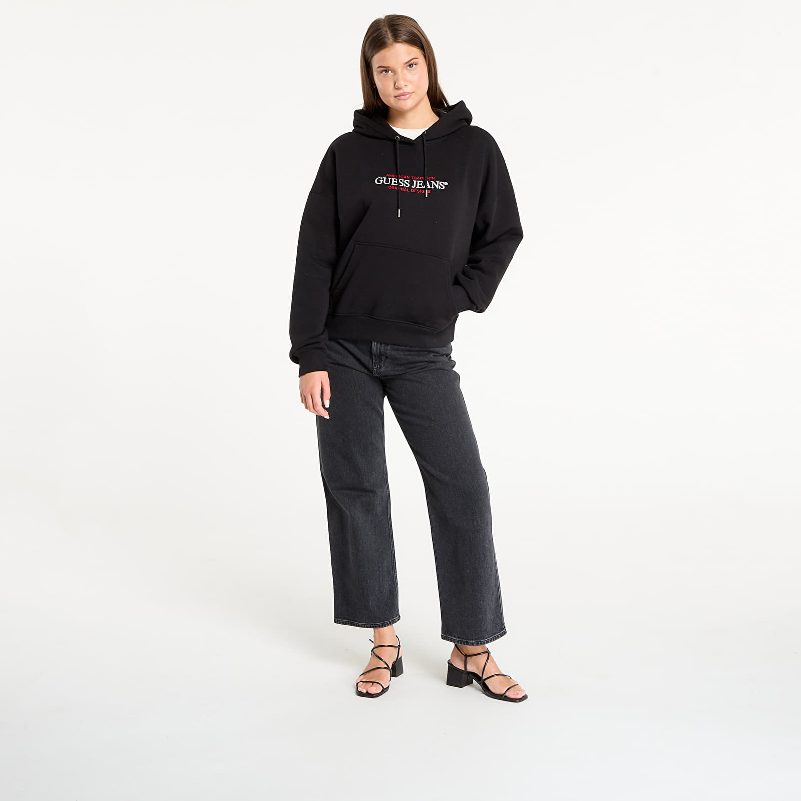 Camisolas de senhora Guess Jeans Hood Os American Black