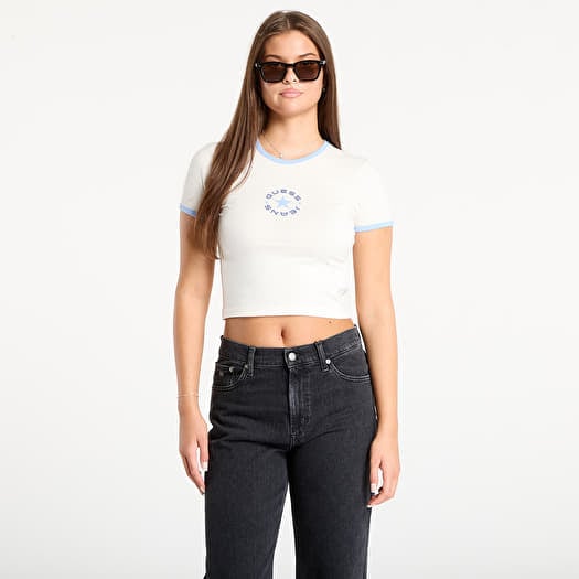 T-paita Guess Jeans Ss Cn Baby Ringer White