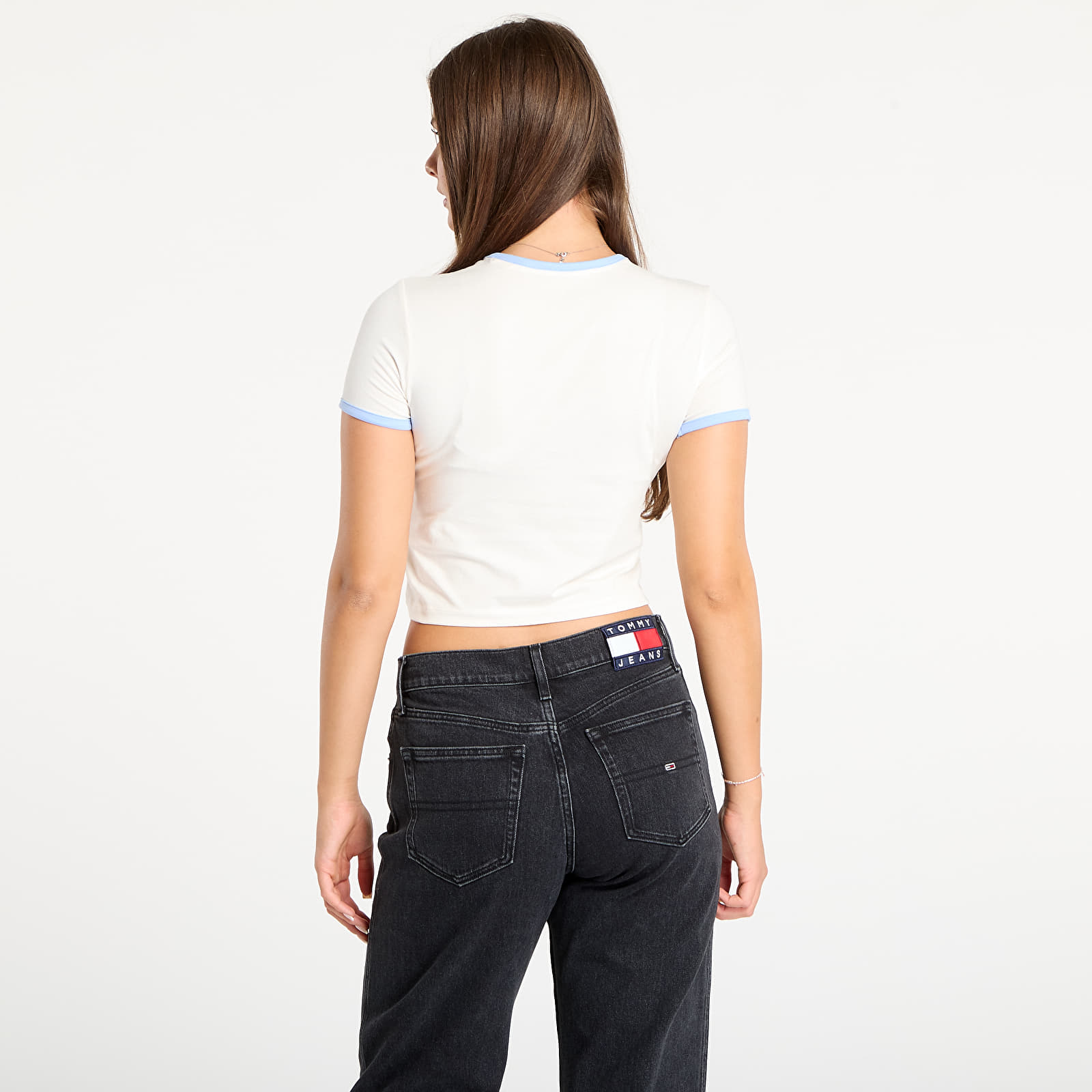 Naisten T-paidat Guess Jeans Ss Cn Baby Ringer White