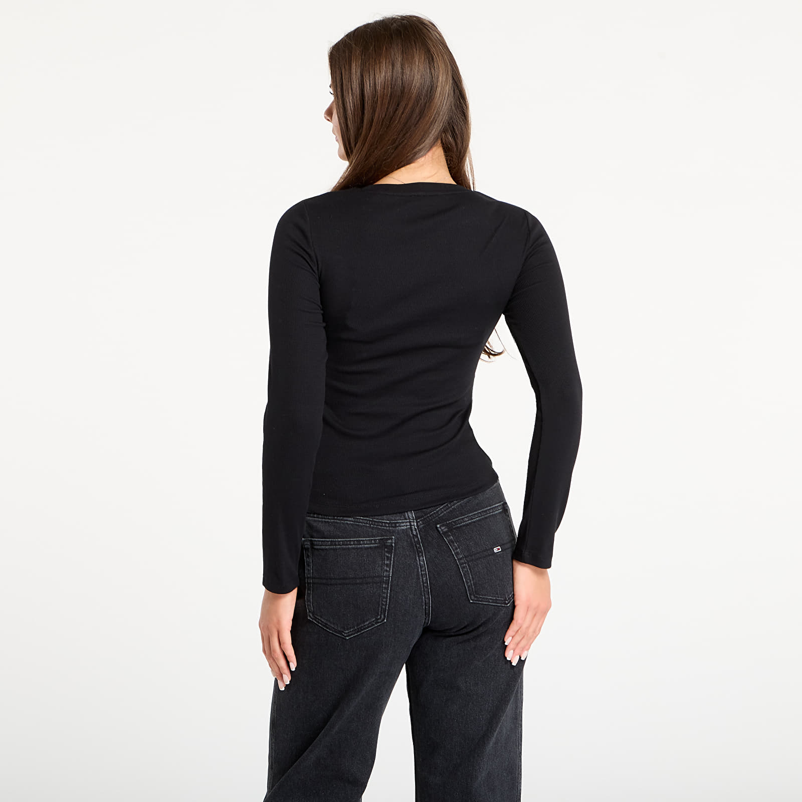 Camisetas de mujer Guess Jeans Ls Cn Embro Slim Black